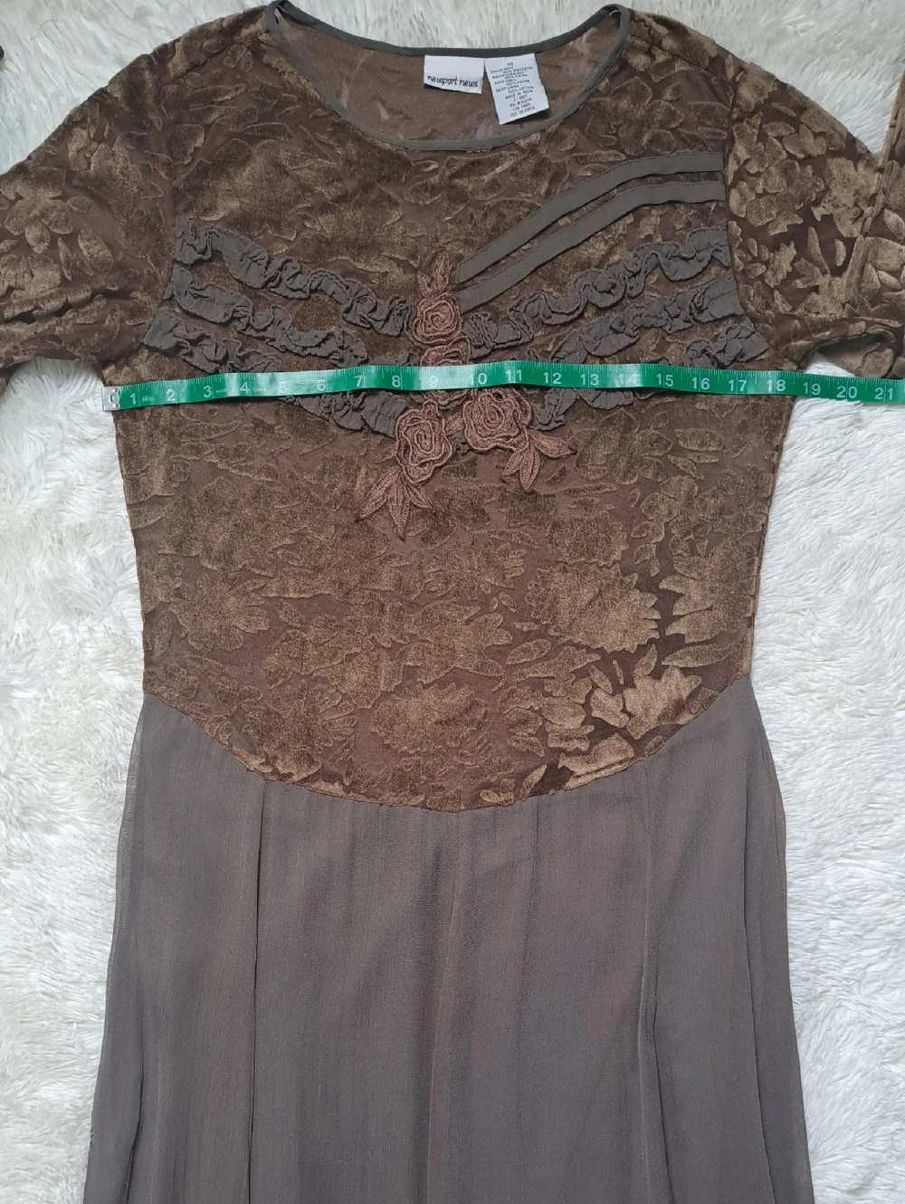 VTG 90s Newport News Whimsigoth Burnout Velvet Floral Applique Maxi Dress Sz 10 - Picture 9 of 13